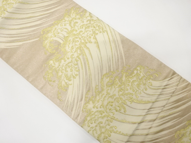 JAPANESE KIMONO / ANTIQUE FUKURO OBI / SILK / WOVEN ROUGH WAVE